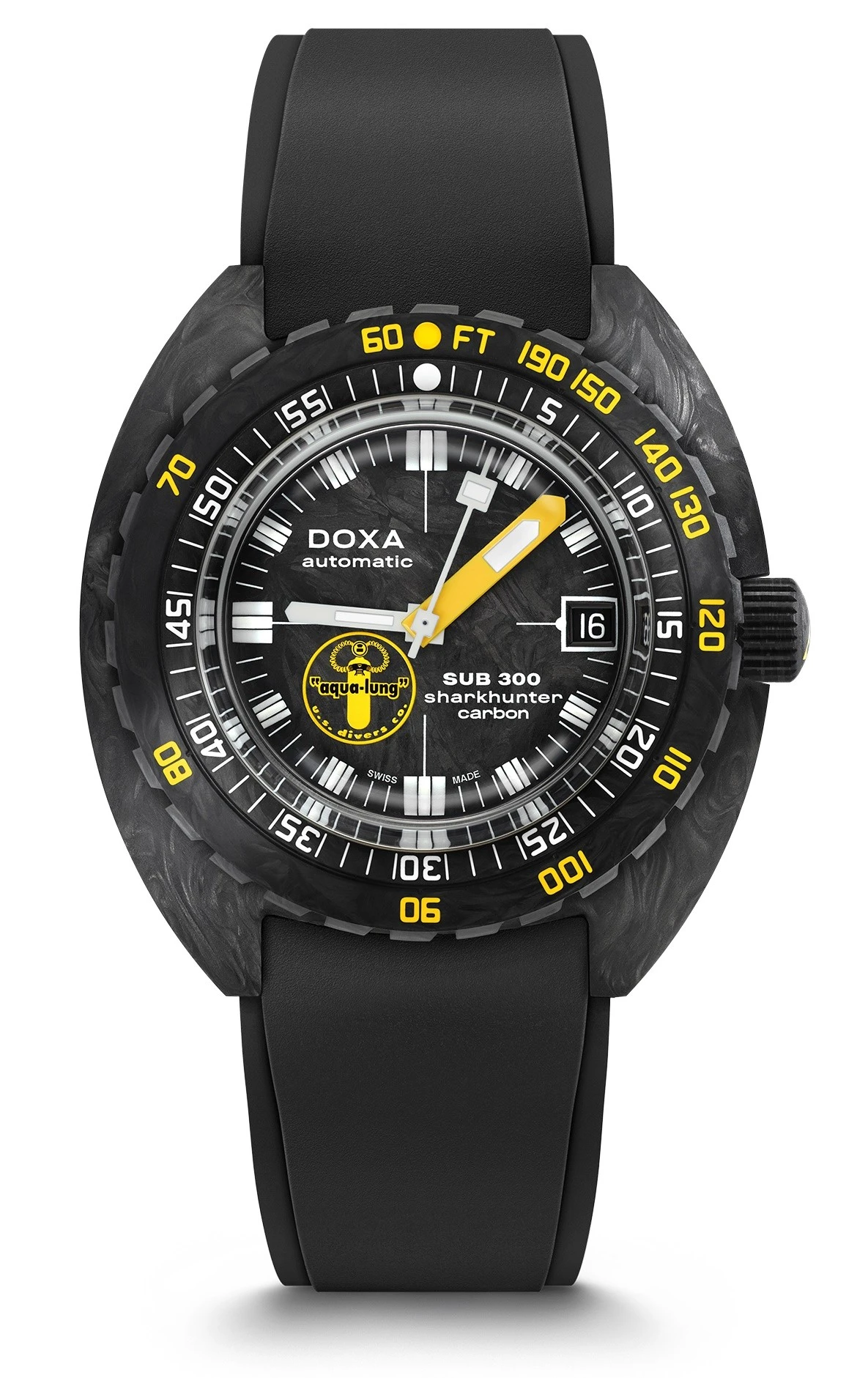 Doxa SUB 300 Carbon Aqua Lung US Divers Edition Sharkhunter Diver COSC Chronometer 822.70.101AQL.20